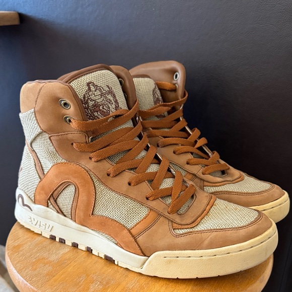 Evisu Brown and Tan High-Top Sneakers - Picture 9 of 10